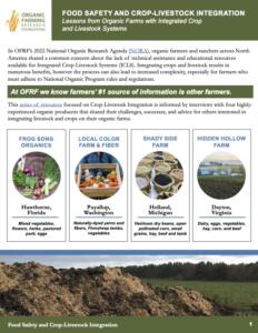 OFRF-Food-Safety-and-Crop-Livestock-Integration Food Safety and Crop Livestock Integration report cover