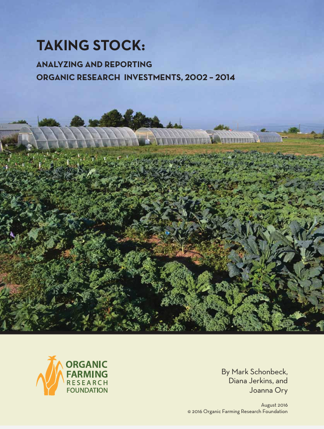 Taking Stock USDA Organic Research Investments 2002-2014_cover