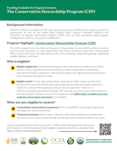 Front page of OFRF's CSP Flyer